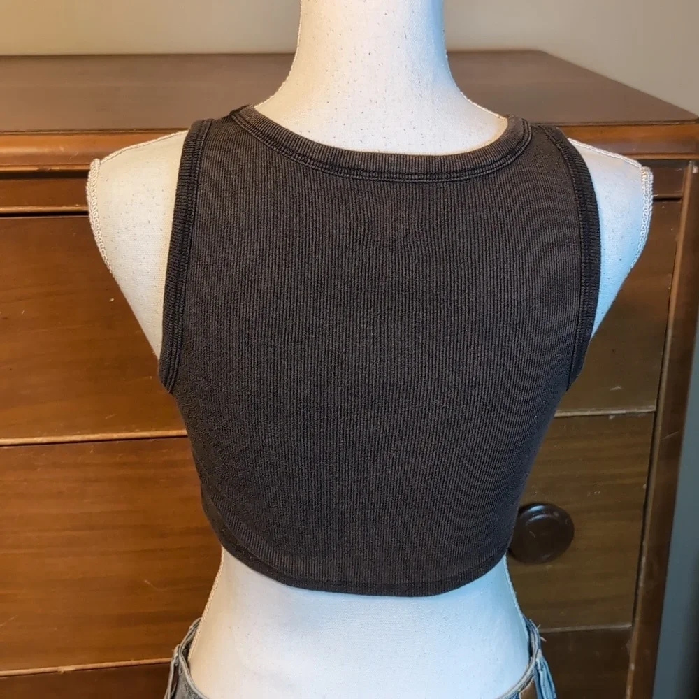 Social Culture Brown Cropped Tank Top size XL 100% Cotton - Picture 8 of 13